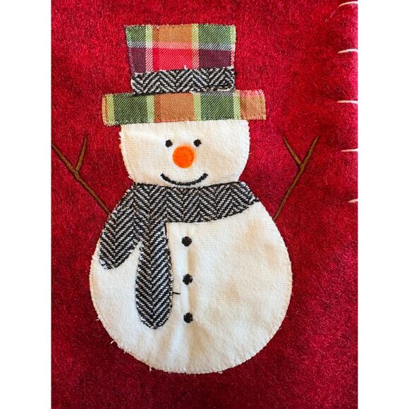 (2) NWOT Red Snowman Christmas Stocking Embellished Snowman & Scarf Felt - Picture 2 of 5